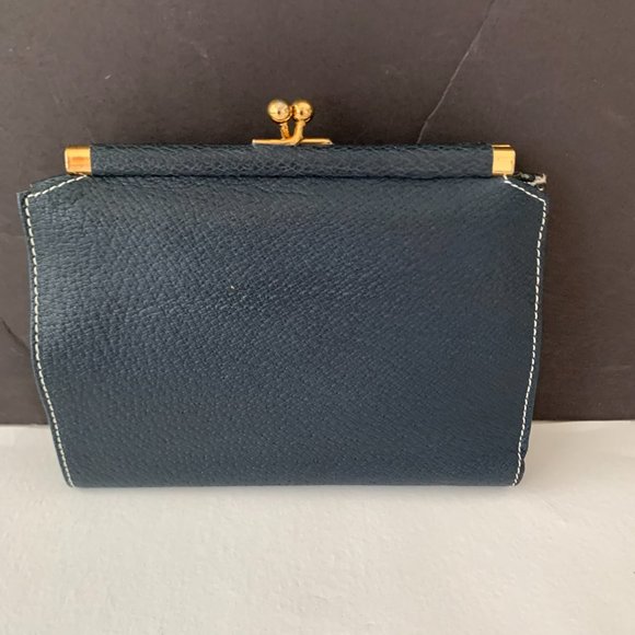 Vintage St. Thomas Navy Blue LEATHER PIG SKIN Wallet NEW TAG IS STILL ATTACHED - Picture 2 of 8